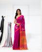 Women's Pink Cotton Blend Handloom Jamdani Saree