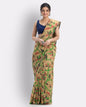 Women's Beige Cotton Blend Handloom Printed Saree