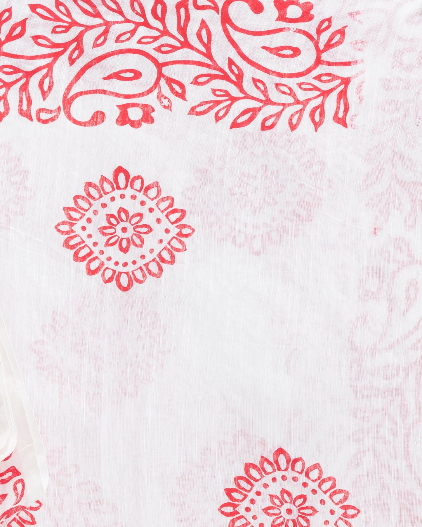Women's Beige Cotton Blend Handloom Printed Saree