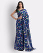 Women's Beige Cotton Blend Handloom Printed Saree