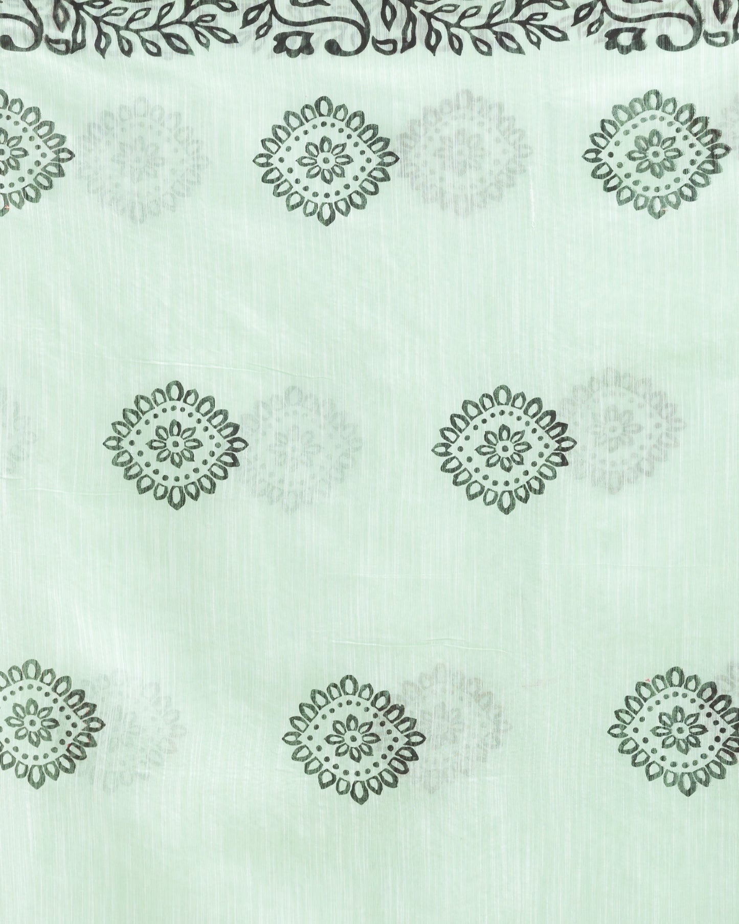 Women's Pale Green Cotton Blend Handloom Printed Saree