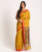 Women's Yellow Cotton Blend Handloom Saree