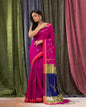 Women's Pink Cotton Blend Handloom Jamdani Saree