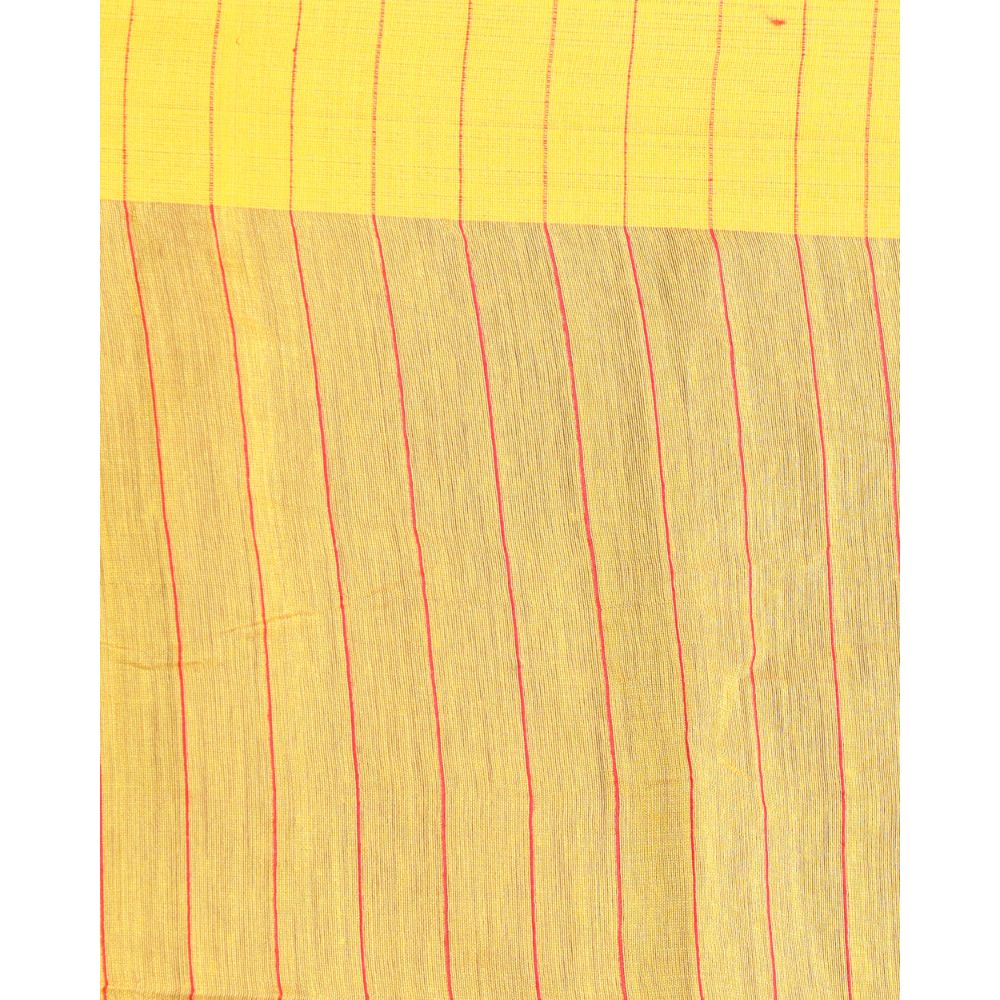 Women's Red Cotton Blend Handloom Saree