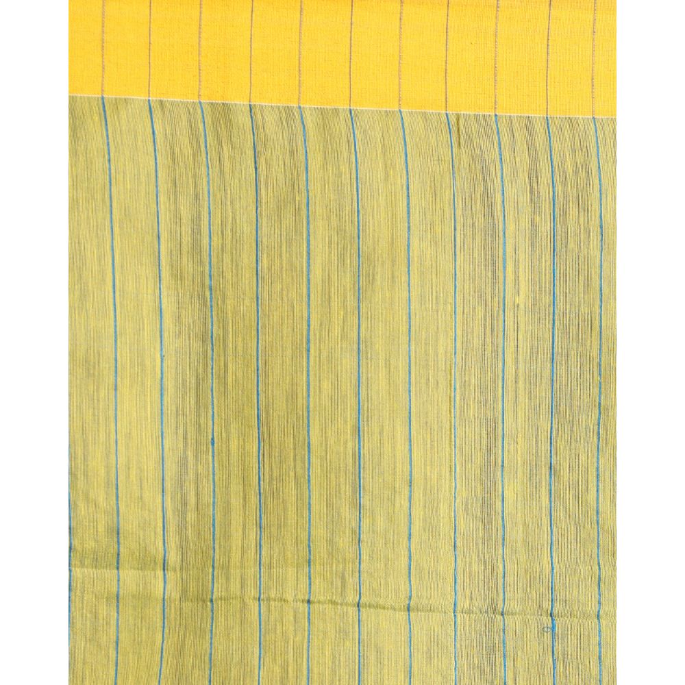 Women's Blue Cotton Blend Handloom Saree