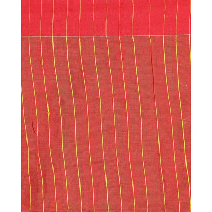 Women's Yellow Cotton Blend Handloom Saree