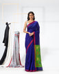 Women's Blue Cotton Blend Handloom Saree