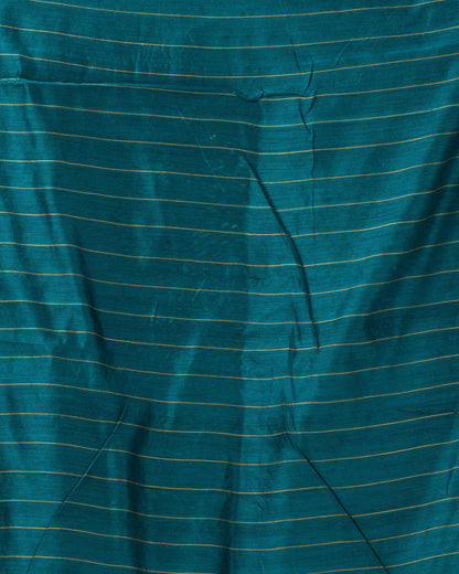 Women's Teal Cotton Blend Handloom Jamdani Saree