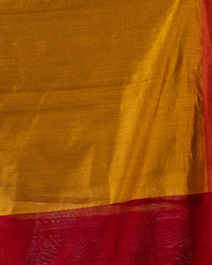 Women's Red Cotton Blend Handloom Jamdani Saree