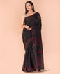 Women's Black Cotton Blend Handloom Jamdani Saree