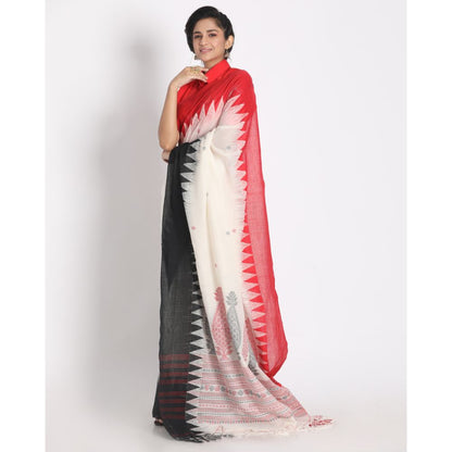 Women's Handspun Cotton White Handloom Tangail Saree