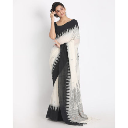 Women's Handspun Cotton White Handloom Tangail Saree