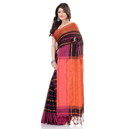 Women's Handwoven Black Dhaniakhali Cotton Saree