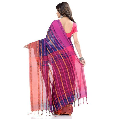 Women's Handwoven Blue Dhaniakhali Cotton Saree