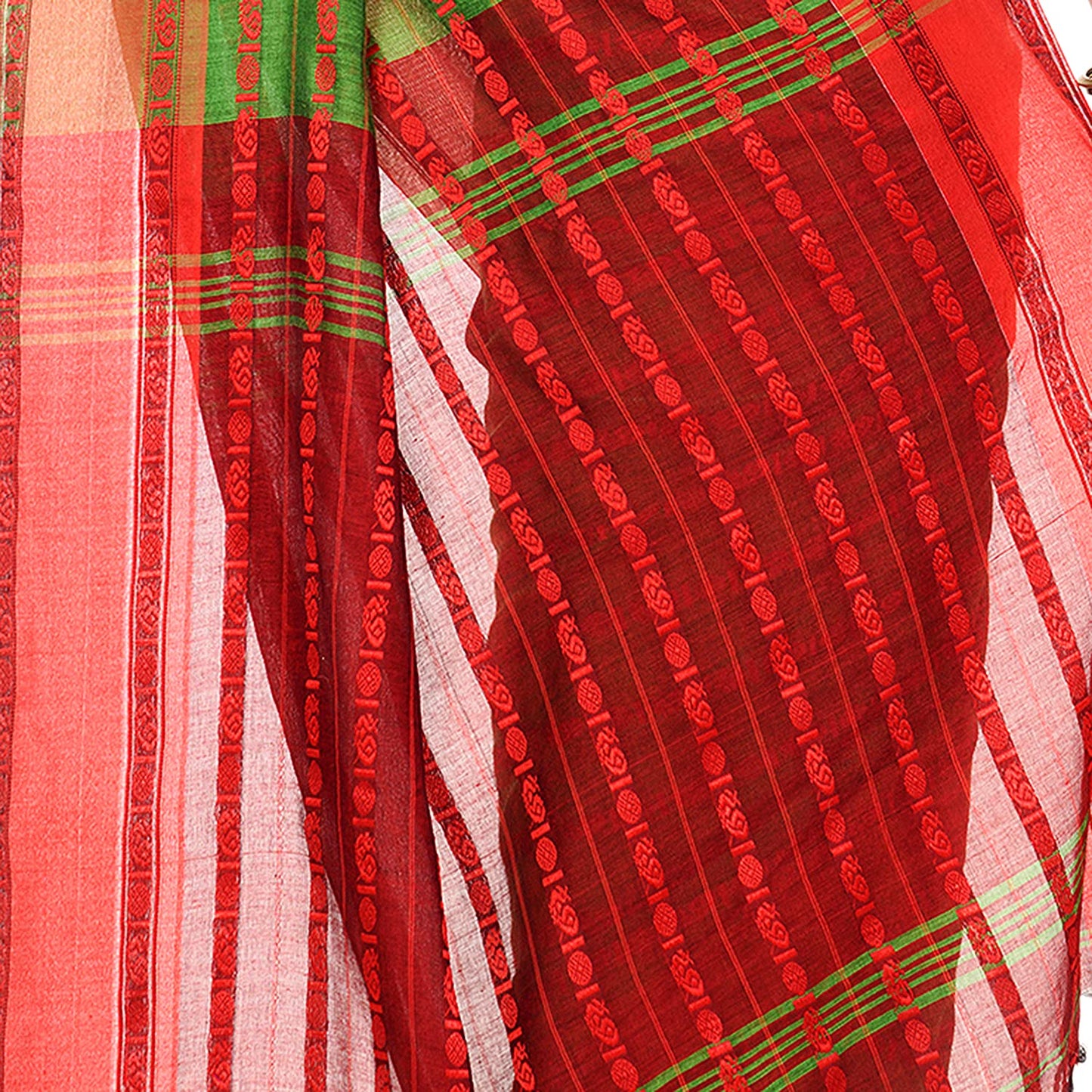 Women's Handwoven Green Dhaniakhali Cotton Saree