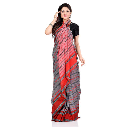 Women's Handwoven Grey Dhaniakhali Cotton Saree