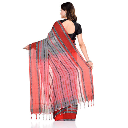 Women's Handwoven Grey Dhaniakhali Cotton Saree