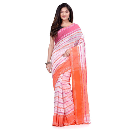 Women's Handwoven White Dhaniakhali Cotton Saree