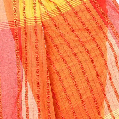 Women's Handwoven Yellow Dhaniakhali Cotton Saree