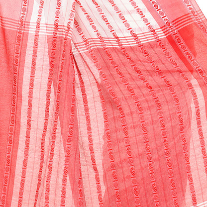 Women's Handwoven White Dhaniakhali Cotton Saree
