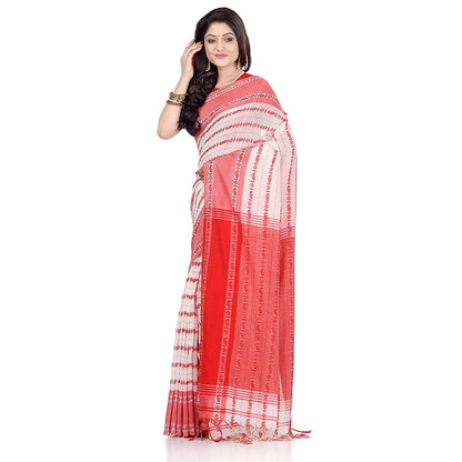 Women's Handwoven White Dhaniakhali Cotton Saree