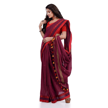 Women's Handspun Cotton Pink Handloom Tangail Saree