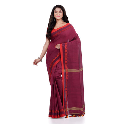 Women's Handspun Cotton Pink Handloom Tangail Saree