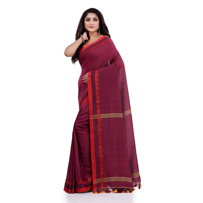 Women's Handspun Cotton Pink Handloom Tangail Saree