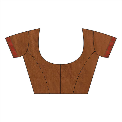 Women's Handspun Cotton Brown Handloom Tangail Saree