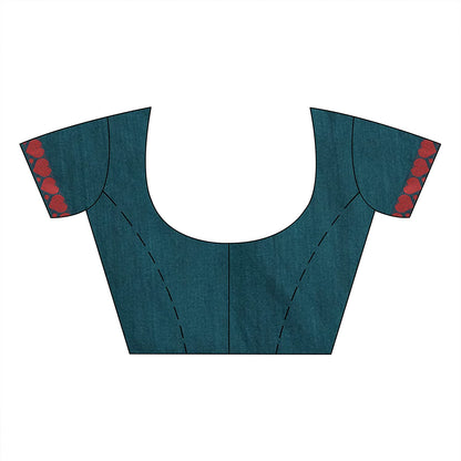 Women's Handspun Cotton Teal Handloom Tangail Saree