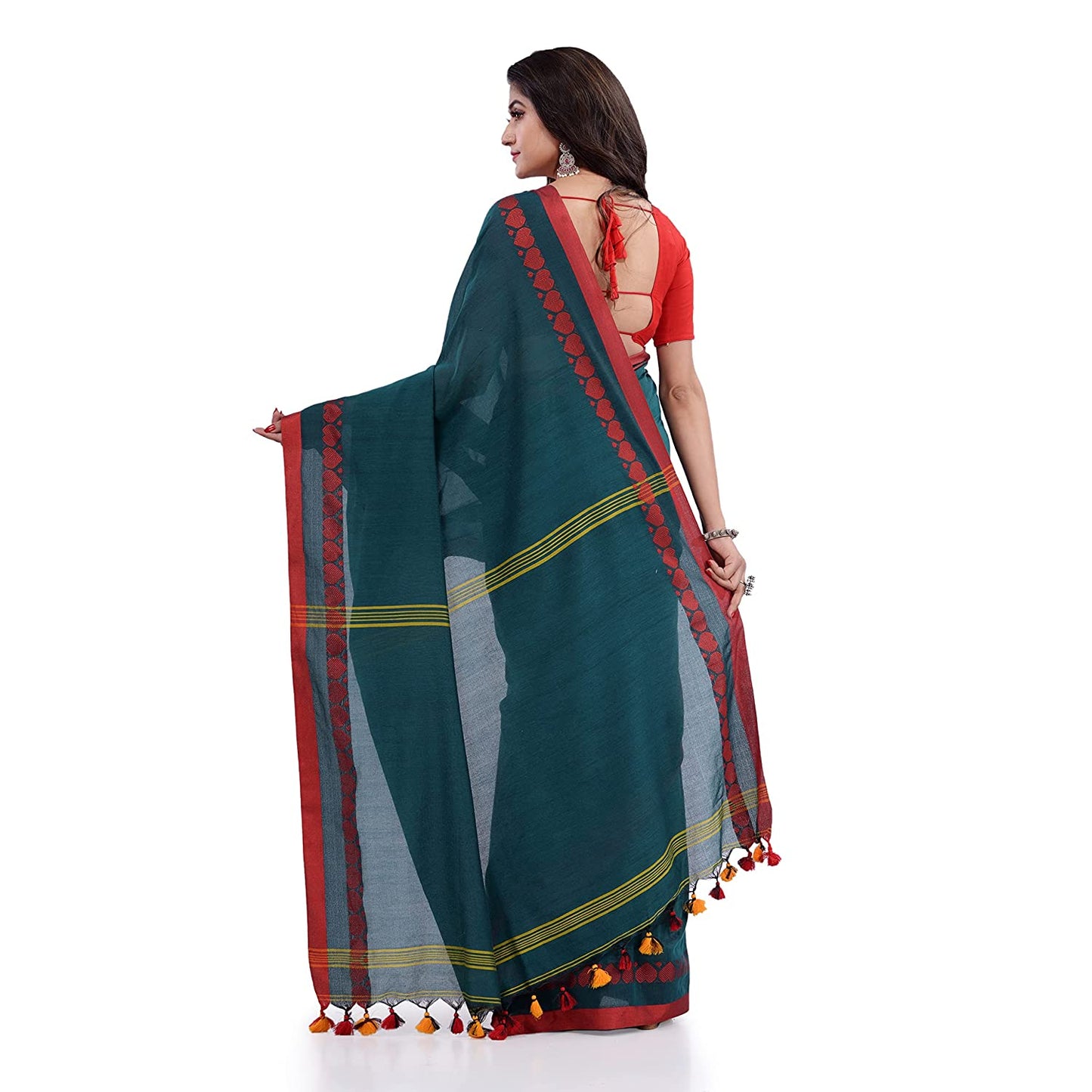 Women's Handspun Cotton Teal Handloom Tangail Saree