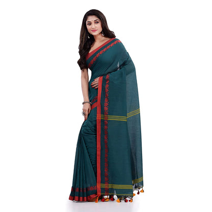 Women's Handspun Cotton Teal Handloom Tangail Saree