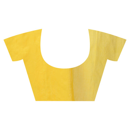 Women's Handspun Cotton Yellow Handloom Applique Saree