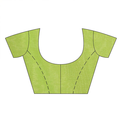 Women's Handspun Cotton Lemon Green Handloom Print Saree