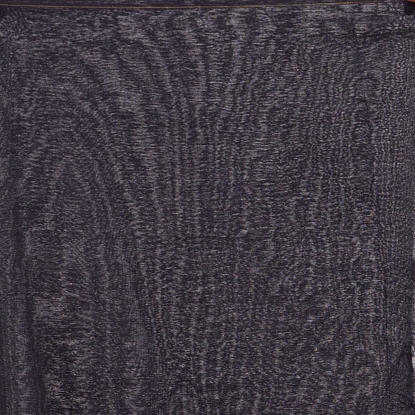 Women's Handspun Cotton Black Handloom Print Saree