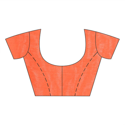 Women's Handspun Cotton Orange Handloom Print Saree