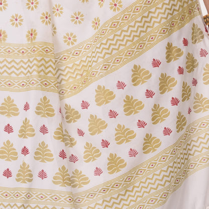 Women's Handspun Cotton White Handloom Print Saree