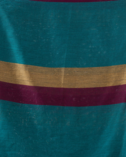 Women's Handspun Cotton Teal Handloom Saree
