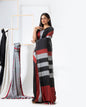 Women's Handspun Cotton Black Handloom Saree
