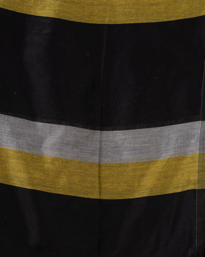 Women's Handspun Cotton Black Handloom Saree