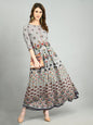 Women Grey Printed Cotton  Dress by Myshka (
