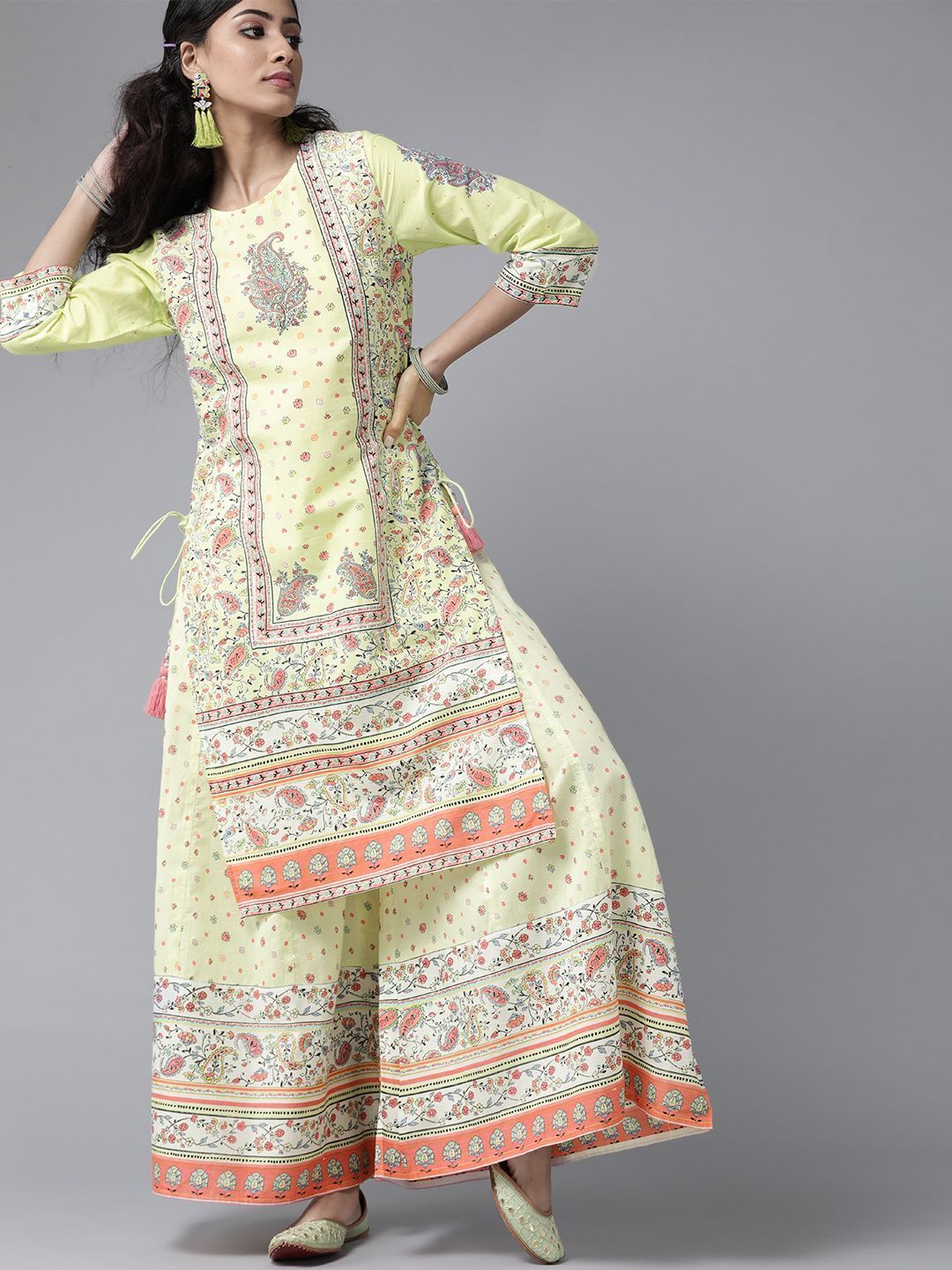 Women's Floral Printed Straight Kurta Palazzo Set