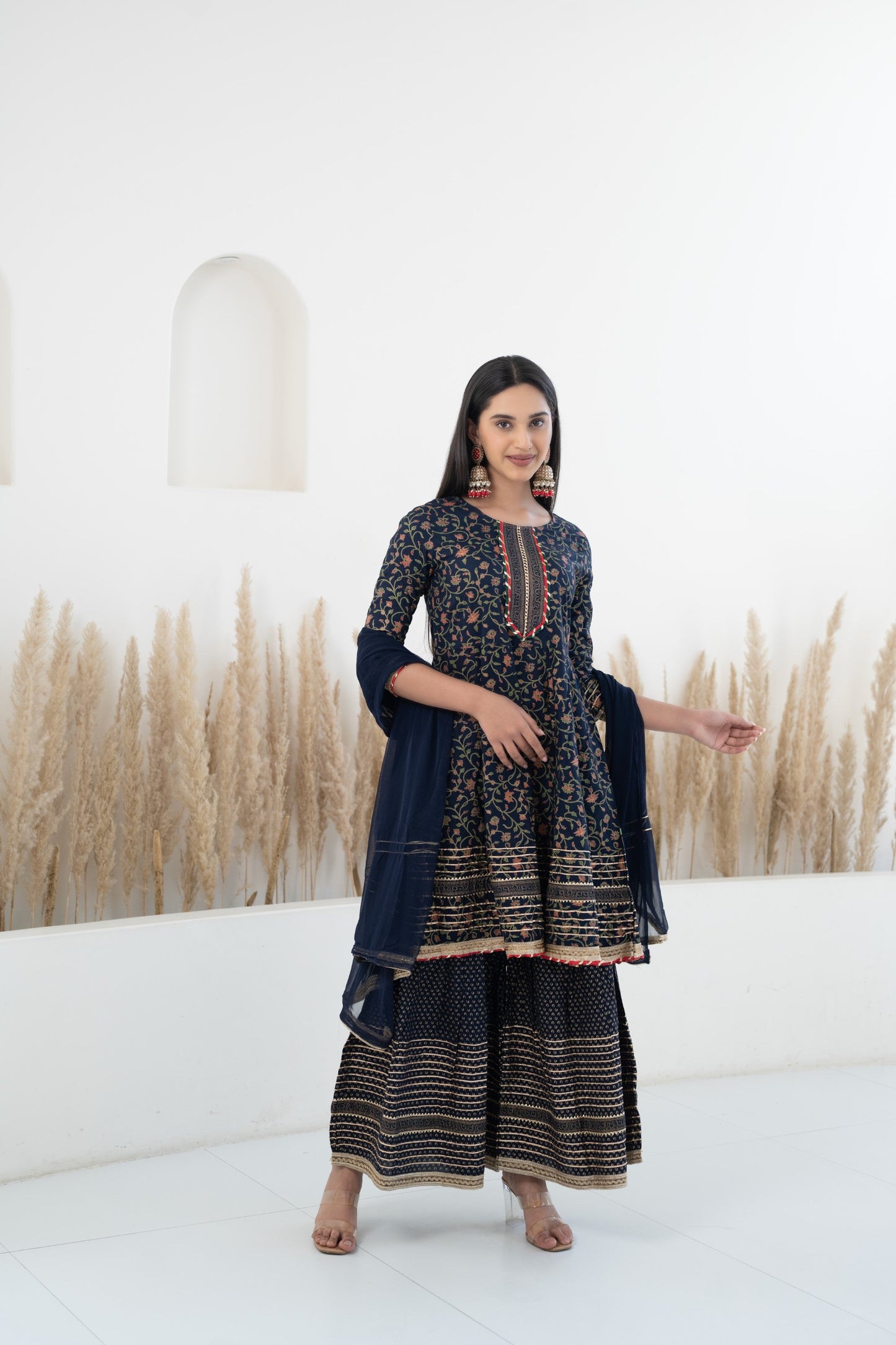 Navy Blue Sharara set for women by Myshka