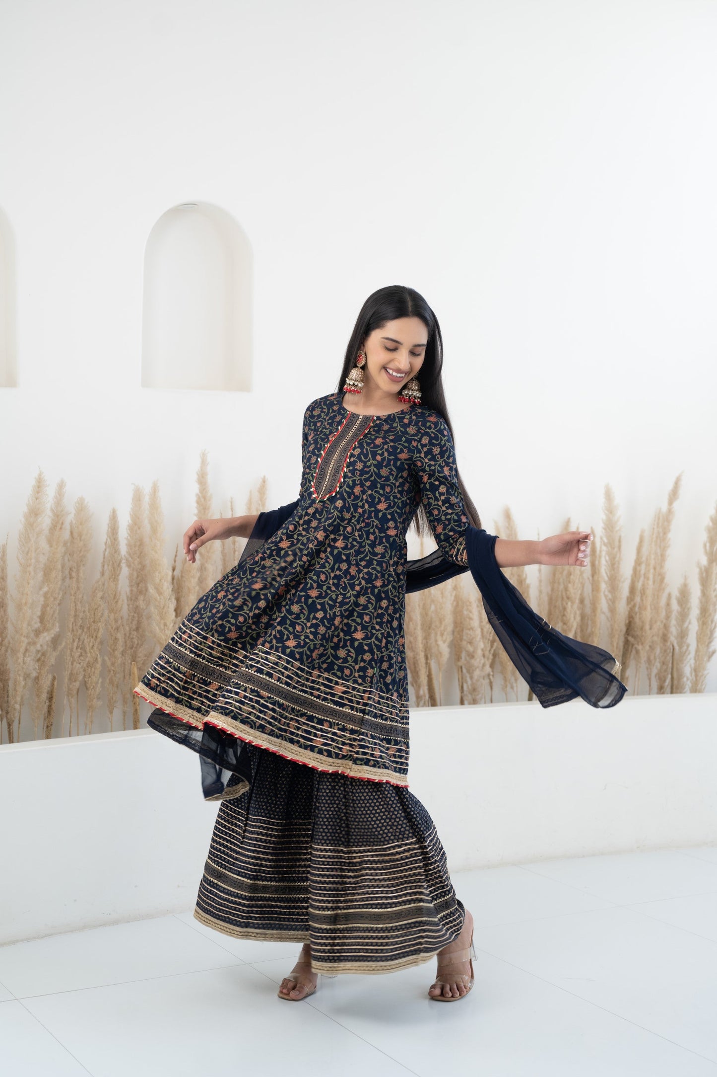 Navy Blue Sharara set for women by Myshka