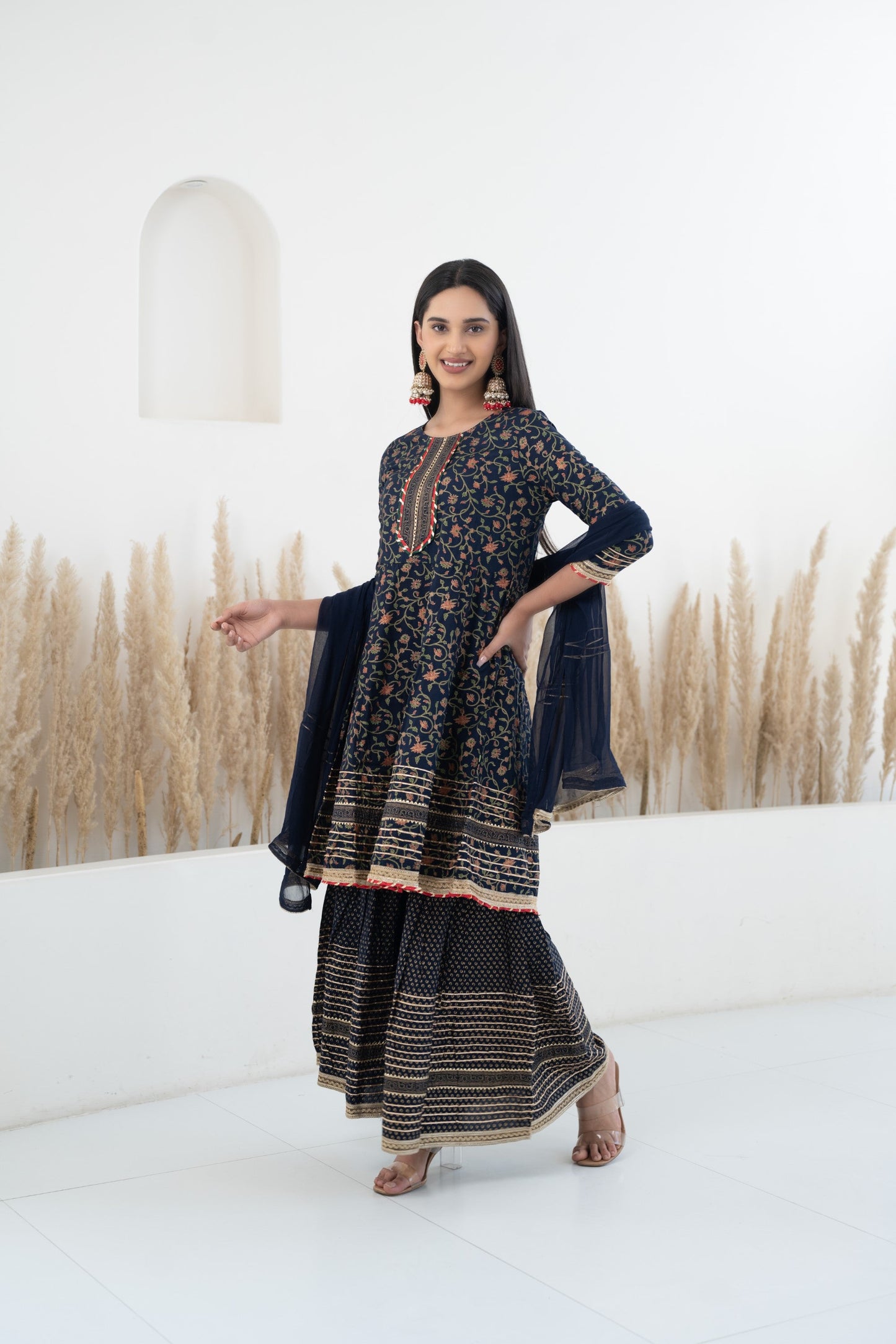 Navy Blue Sharara set for women by Myshka
