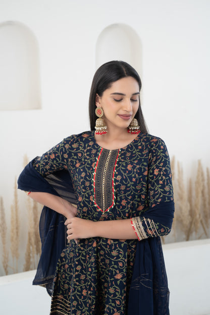Navy Blue Sharara set for women by Myshka
