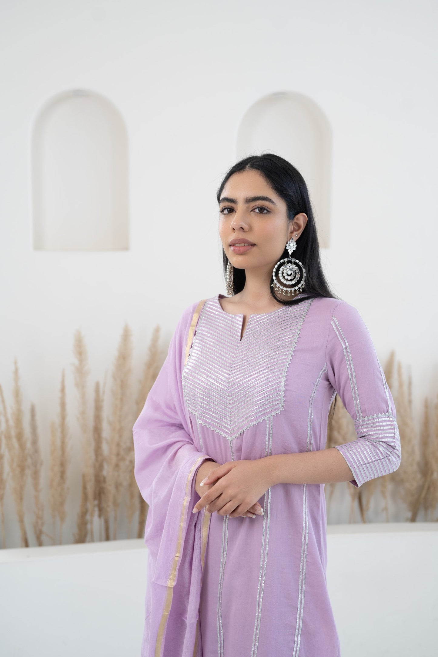 Womenâ€™s Lavender Kurta palazzo set with dupatta