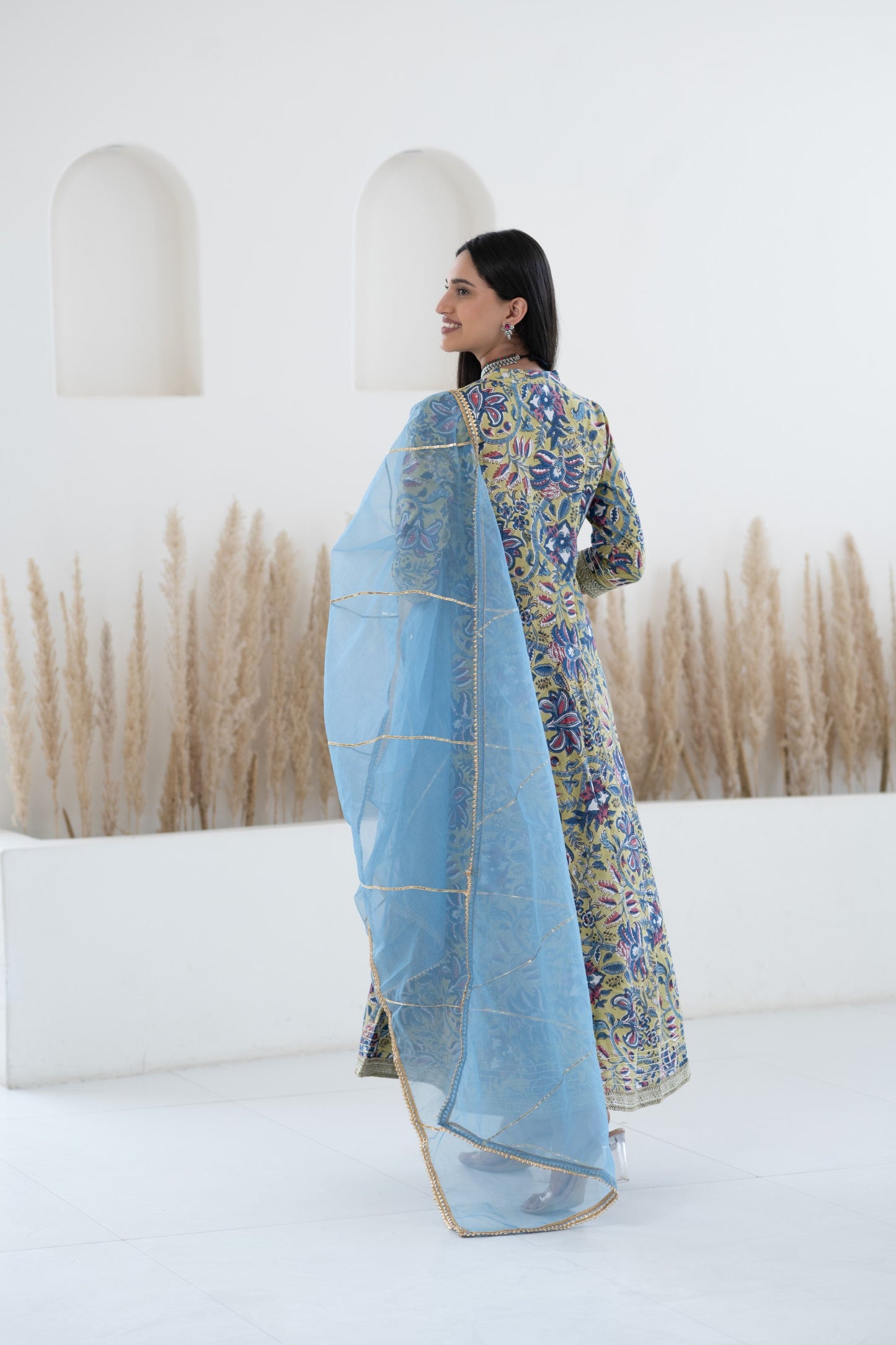 Womenâ€™s Floral Printed Anarkali Gown with Dupatta by Myshka-