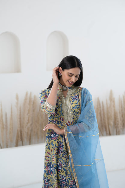 Womenâ€™s Floral Printed Anarkali Gown with Dupatta by Myshka-