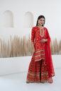 Red Sharara set for women by Myshka